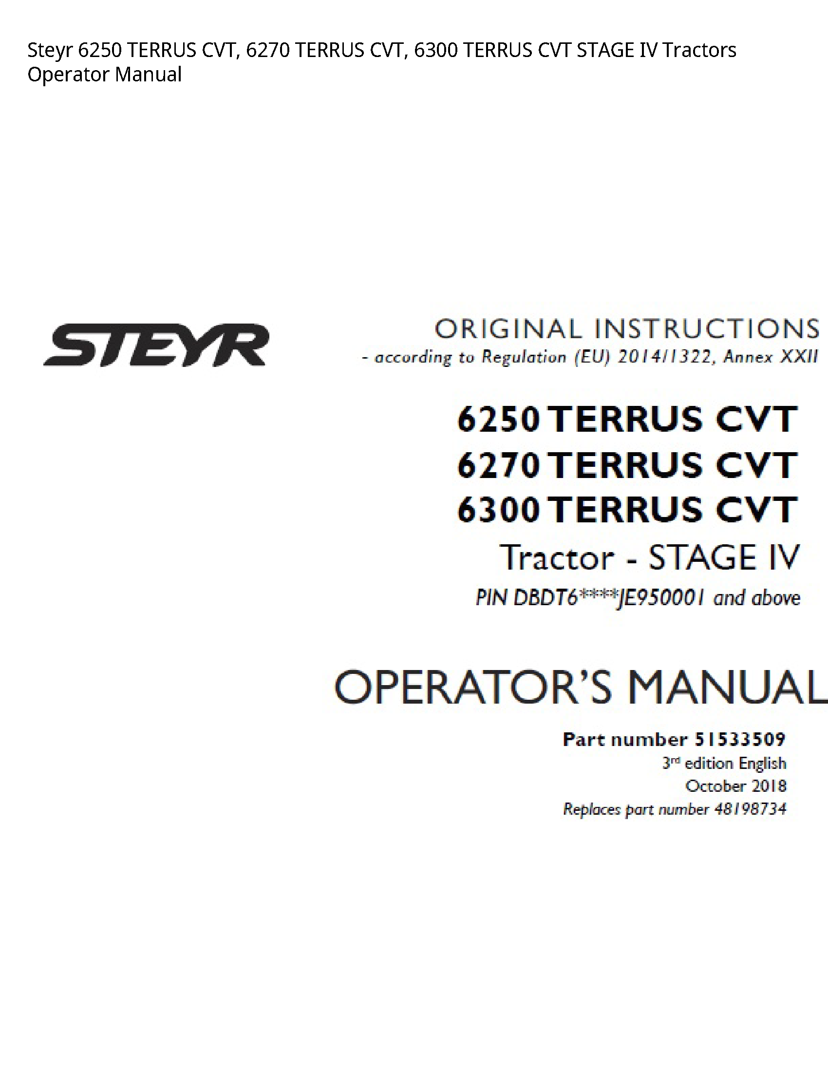 Steyr 6250 TERRUS CVT manual