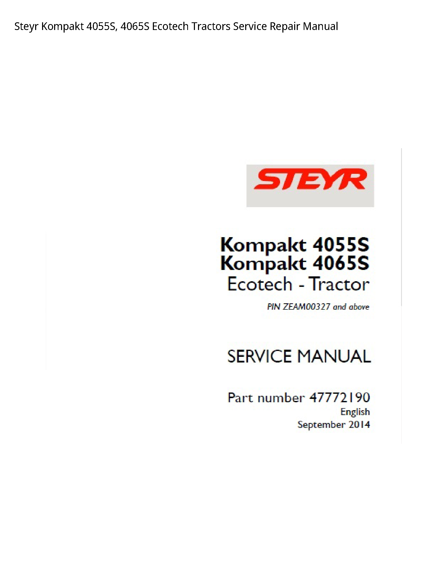 Steyr 4055S Kompakt Ecotech Tractors manual