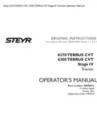 Steyr 6270 TERRUS CVT  6300 TERRUS CVT Stage IV Tractors Operator Manual preview