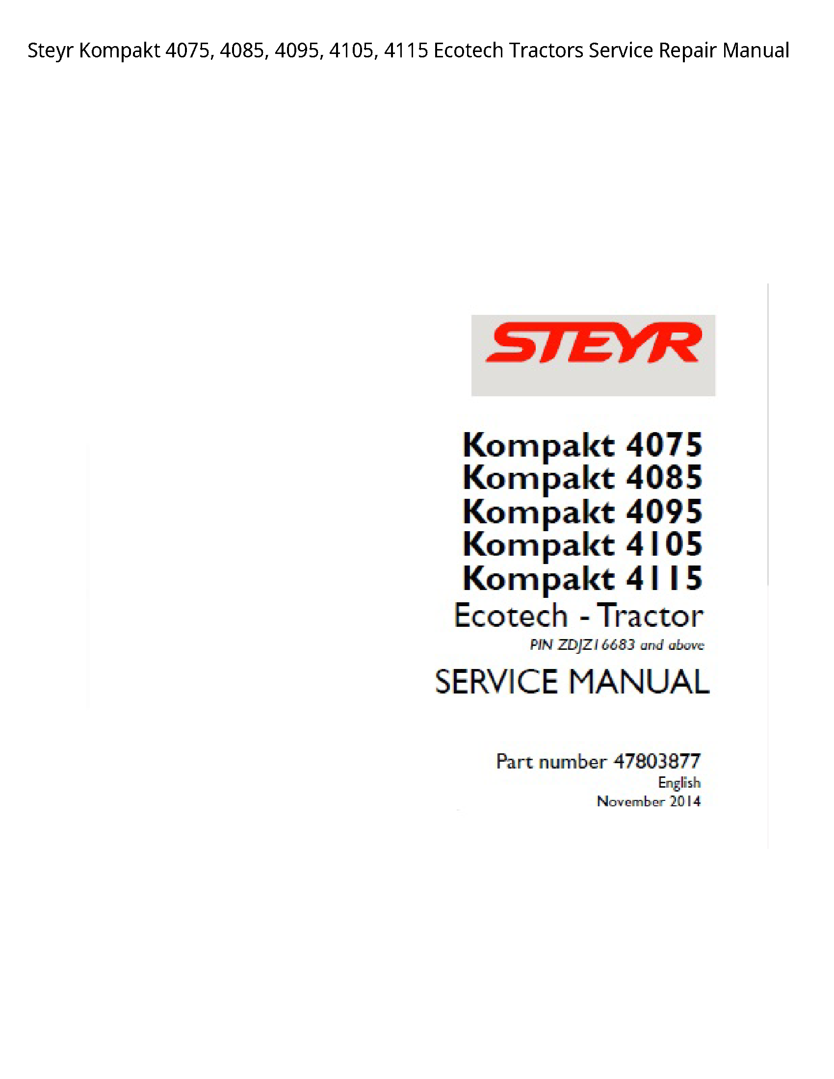 Steyr 4075 Kompakt Ecotech Tractors manual