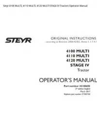 Steyr 4100 MULTI  4110 MULTI  4120 MULTI STAGE IV Tractors Operator Manual preview