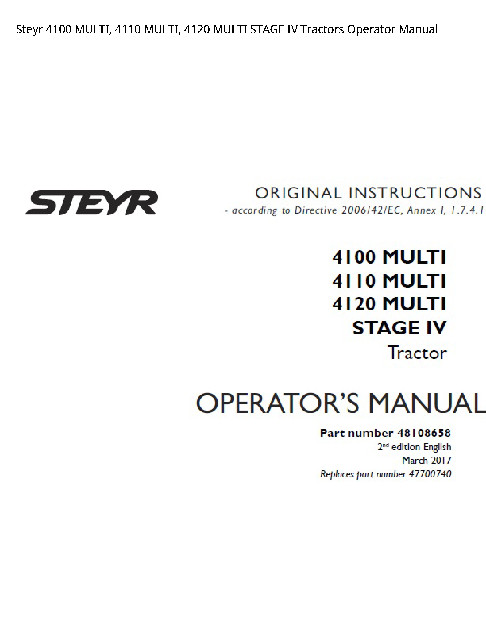 Steyr 4100 MULTI manual