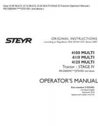 Steyr 4100 MULTI  4110 MULTI  4120 MULTI STAGE IV Tractors Operator Manual ( PIN DBDM41***JST01001 and above ) preview