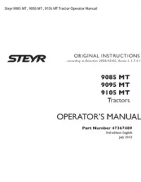 Steyr 9085 MT   9095 MT   9105 MT Tractor Operator Manual preview