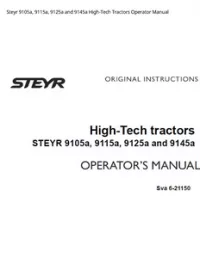 Steyr 9105a  9115a  9125a and 9145a High-Tech Tractors Operator Manual preview