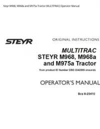 Steyr M968  M968a and M975a Tractor (MULTITRAC) Operator Manual preview