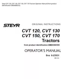 Steyr CVT 120  CVT 130  CVT 150  CVT 170 Tractors Operator Manual (from product identification DBD0080555) preview