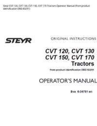 Steyr CVT 120  CVT 130  CVT 150  CVT 170 Tractors Operator Manual (from product identification DBD 83291) preview