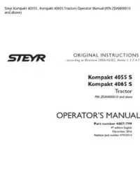 Steyr Kompakt 4055S   Kompakt 4065S Tractors Operator Manual (PIN ZDAM00010 and above) preview