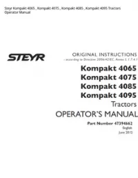 Steyr Kompakt 4065   Kompakt 4075   Kompakt 4085   Kompakt 4095 Tractors Operator Manual preview