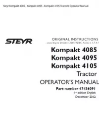 Steyr Kompakt 4085   Kompakt 4095   Kompakt 4105 Tractors Operator Manual preview