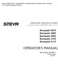 Steyr Kompakt 4075   Kompakt 4085   Kompakt 4095   Kompakt 4105   Kompakt 4115 Tractors Operator Manual preview