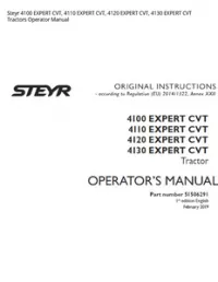 Steyr 4100 EXPERT CVT  4110 EXPERT CVT  4120 EXPERT CVT  4130 EXPERT CVT Tractors Operator Manual preview