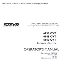 Steyr 6130 CVT   6145 CVT   6160 CVT Ecotech – Tractor Operator Manual preview