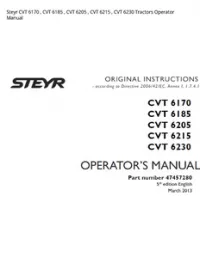 Steyr CVT 6170   CVT 6185   CVT 6205   CVT 6215   CVT 6230 Tractors Operator Manual preview
