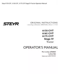Steyr 6150 CVT   6165 CVT   6175 CVT Stage IV Tractor Operator Manual preview