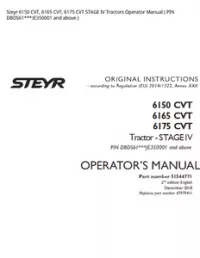 Steyr 6150 CVT  6165 CVT  6175 CVT STAGE IV Tractors Operator Manual ( PIN DBDS61***JE350001 and above ) preview
