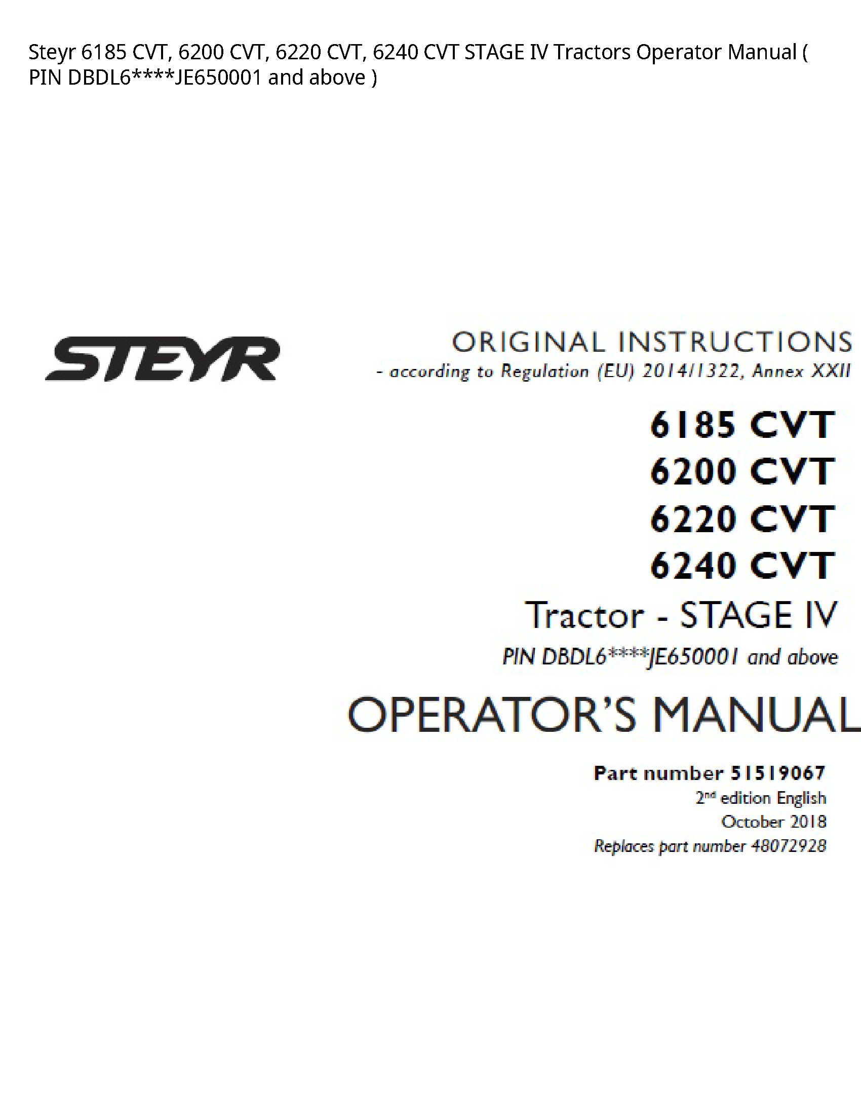 Steyr 6185 CVT manual
