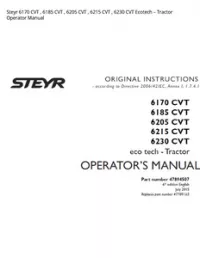 Steyr 6170 CVT   6185 CVT   6205 CVT   6215 CVT   6230 CVT Ecotech – Tractor Operator Manual preview