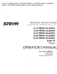 Steyr 4115 PROFI CLASSIC   4125 PROFI CLASSIC   4135 PROFI CLASSIC   4145 PROFI CLASSIC   6145 PROFI CLASSIC Stage IV Tractors Operator Manual preview