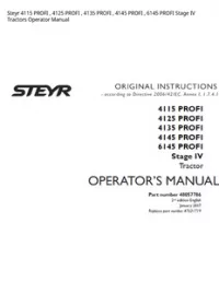 Steyr 4115 PROFI   4125 PROFI   4135 PROFI   4145 PROFI   6145 PROFI Stage IV Tractors Operator Manual preview