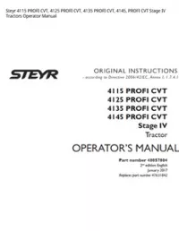 Steyr 4115 PROFI CVT  4125 PROFI CVT  4135 PROFI CVT  4145  PROFI CVT Stage IV Tractors Operator Manual preview