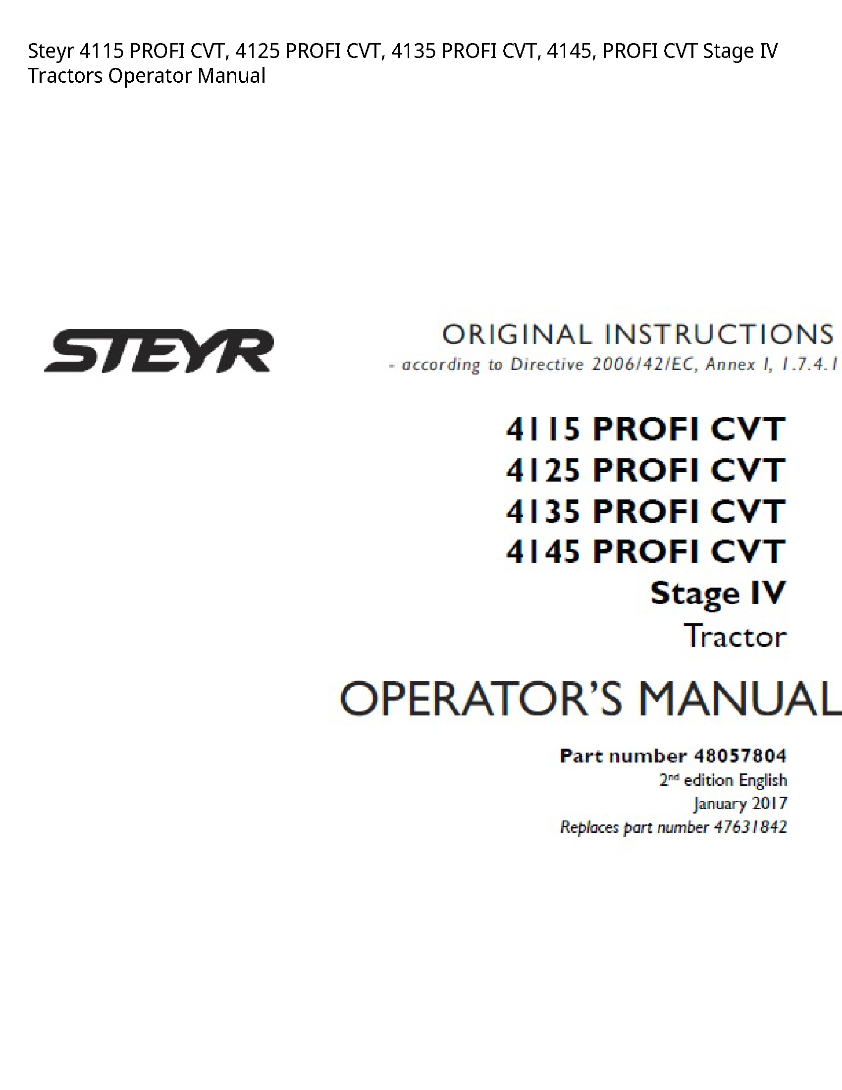 Steyr 4115 PROFI CVT manual