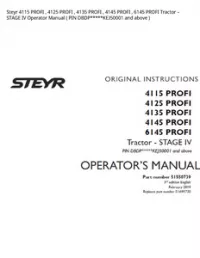 Steyr 4115 PROFI   4125 PROFI   4135 PROFI   4145 PROFI   6145 PROFI Tractor – STAGE IV Operator Manual ( PIN DBDP*****KEJ50001 and above ) preview