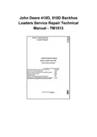 John Deere 410D, 510D Backhoe Loaders Service Repair Technical Manual - TM1513 preview
