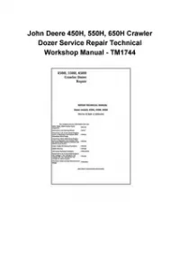 John Deere 450H, 550H, 650H Crawler Dozer Service Repair Technical Workshop Manual - TM1744 preview