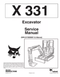 Bobcat X331 Mini Excavator Service Repair Workshop Manual 511920001 preview