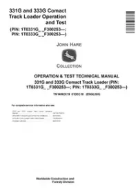 John Deere 331G and 333G Compact Track Loader Operation & Test Technical Service Manual - TM14062X19 preview