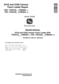 John Deere 331G and 333G Compact Track Loader Repair Service Manual -TM14064X19 preview