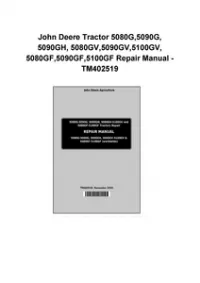 John Deere Tractor 5080G,5090G, 5090GH, 5080GV,5090GV,5100GV, 5080GF,5090GF,5100GF Repair Manual - TM402519 preview