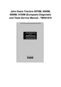 John Deere Tractors 5070M, 5080M, 5090M, 5100M (European) Diagnostic and Tests Service Manual - TM401919 preview