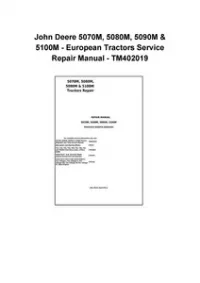 John Deere 5070M, 5080M, 5090M & 5100M - European Tractors Service Repair Manual - TM402019 preview