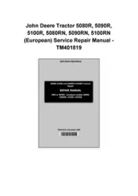 John Deere Tractor 5080R, 5090R, 5100R, 5080RN, 5090RN, 5100RN (European) Service Repair Manual - TM401819 preview