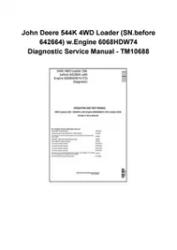 John Deere 544K 4WD Loader (SN.before 642664) w.Engine 6068HDW74 Diagnostic Service Manual - TM10688 preview