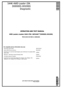 John Deere 544K (T3-S3a) 4WD Loader (SN.D000001-001000) Service Repair Technical Manual -TM13144X19 preview