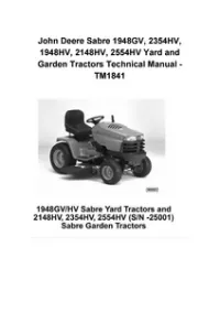 John Deere Sabre 1948GV, 2354HV, 1948HV, 2148HV, 2554HV Yard and Garden Tractors Technical Manual - TM1841 preview
