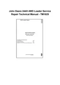 John Deere 244H 4WD Loader Service Repair Technical Manual - TM1629 preview