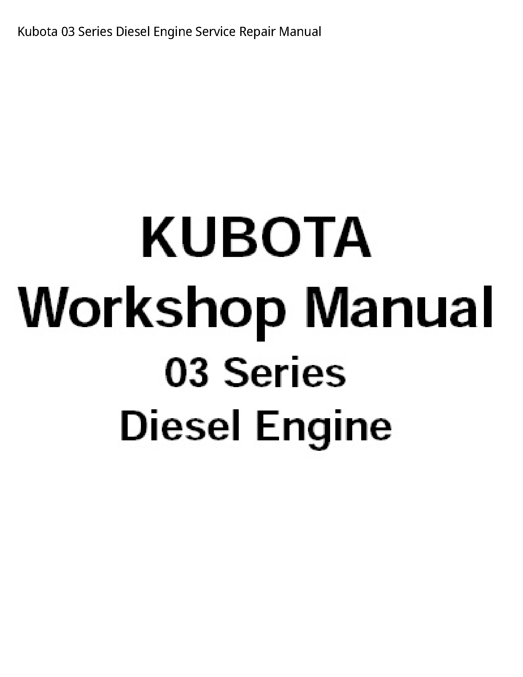 Kubota 03 Series Diesel Engine manual