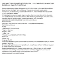 John Deere JS60 JS60H JS61 JS63 JS63E JS63C 21-Inch Walk-Behind Mowers (Steel Deck) Service Repair Technical Manual preview