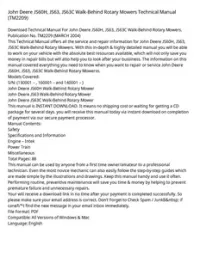 John Deere JS60H  JS63  JS63C Walk-Behind Rotary Mowers Technical Manual - TM2209 preview