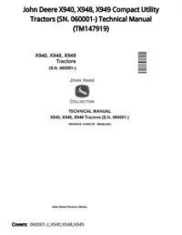 John Deere X940  X948  X949 Compact Utility Tractors (SN. 060001-) Technical Manual - TM147919 preview