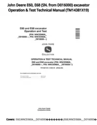 John Deere E60  E68 (SN. from D016000) excavator Operation & Test Technical Manual - TM14381X19 preview
