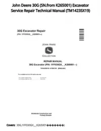 John Deere 30G (SN.from K265001) Excavator Service Repair Technical Manual - TM14235X19 preview