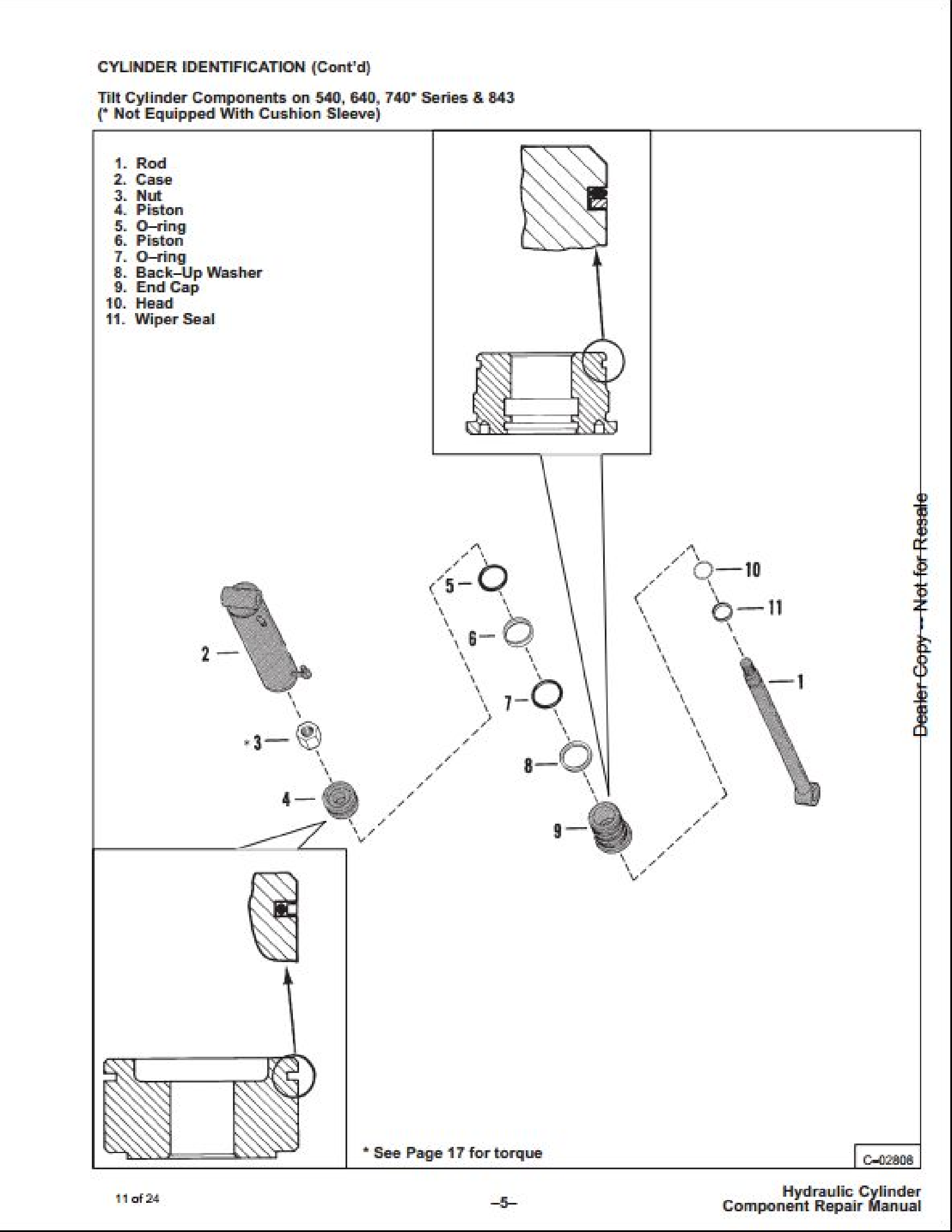 Bobcat Hydraulic Cylinders manual