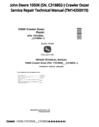 John Deere 1050K (SN. C318802-) Crawler Dozer Service Repair Technical Manual - TM14350X19 preview