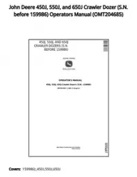 John Deere 450J  550J  and 650J Crawler Dozer (S.N. before 159986) Operators Manual - OMT204685 preview
